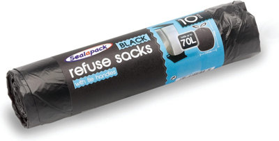 Pack Of 10 Seal-A-Pack 70L Refuse Sacks With Tie Handles from B&Q