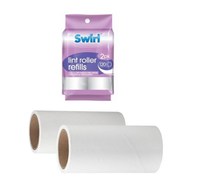 2 Swirl Lint Roller Refill Rolls 10Cm Clothes Pet Hair Remover Fluff Dust Lint 120 Sheets from B&Q