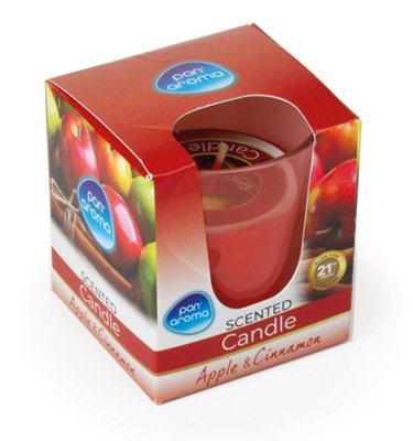 Apple And Cinnamon Scented Clear Glass Candle from B&Q
