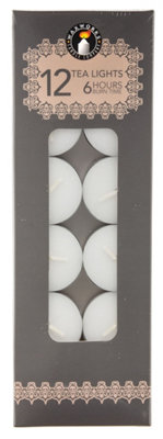 Pack Of 12 6 Hour Burn Time White Tea-Lights from B&Q
