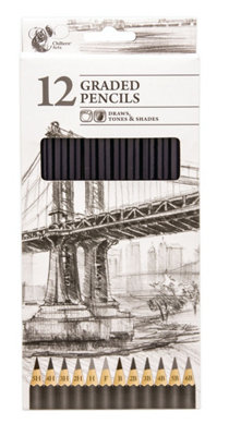  - Pack Of 12 Graded Artist Sketching Pencils Tones & Shades 5H To 6B Assorted