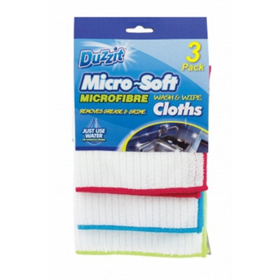 Duzzit Micro-Soft Microfibre Wash & Wipe Cloths 3 Pack Removes Grease & Grime - Image 2