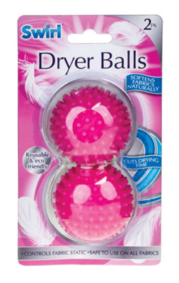 Pack Of 2 Swirl Fabric Softening Tumble Dryer Pink Balls from B&Q