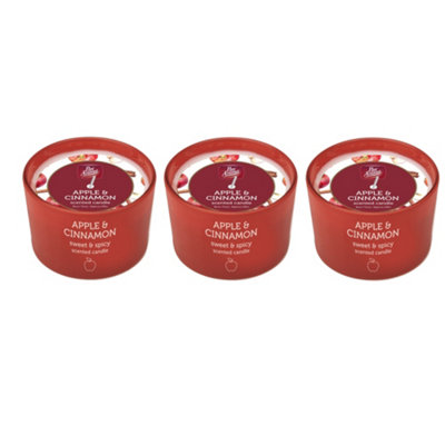 B&Q - Pack Of 3  Apple & Cinnamon Coloured Jar Candles 85G