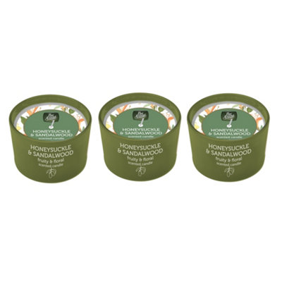B&Q - Pack Of 3  Honeysuckle & Sandalwood Coloured Jar Candles 85G