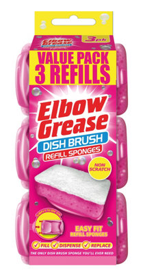 Pack Of 3 Elbow Grease Pink Dish Brush Refills from B&Q