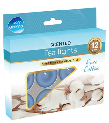 Pack Of 12 Pure Cotton Scented Colour Tea-Lights from B&Q