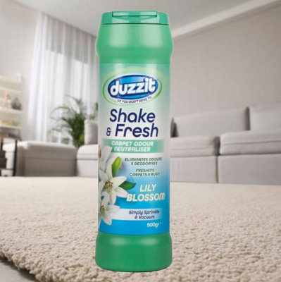 Duzzit Shake & Fresh Carpet Freshener Powder Lily Blossom Rug Mat Odour Neutralise 500G from B&Q