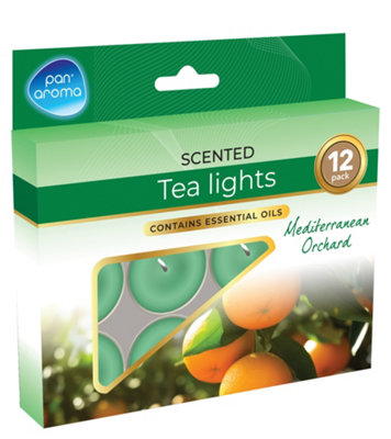 Pack Of 12 Mediterranean Orchard Scented Colour Tea-Lights from B&Q
