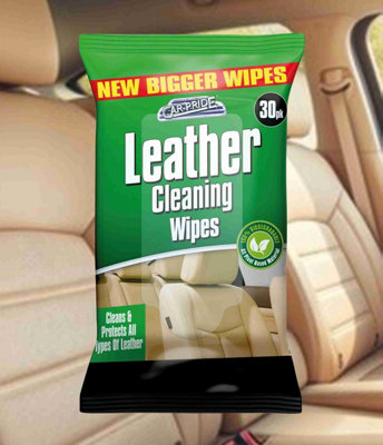 Car Pride Leather Cleaning Wipes For Cars Leather Wet Wipes Cleans And Protects 30Pk