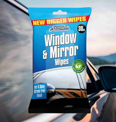 Car Pride Car Window And Mirror Glass Cleaning Wipes Streak Free Clean Shine Wipes 30Pk