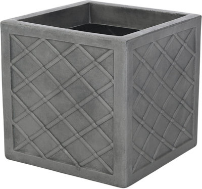 Strata Small Lazio Pewter Colour 32Cm Decorative Plastic Garden Plant Pot from B&Q