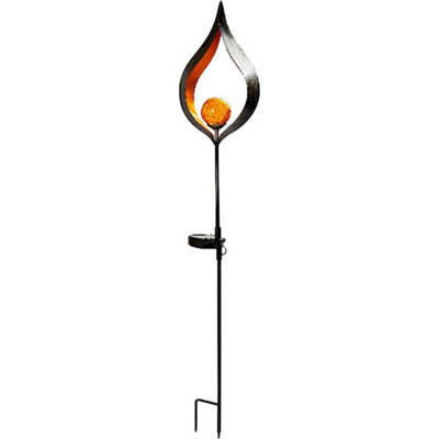 1 X Aura Flame Globe Stake LightsSolar Powered Zen Style Outdoor Garden Metal Led Globe LightMeasures H91 X W16.8 X D7.2Cm from B&Q