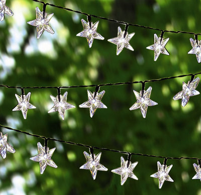  - 50 Star Solar Powered String LightsOutdoor Garden White Led Fairy Light Decor For PatioWallFencePathwayTree200Cm