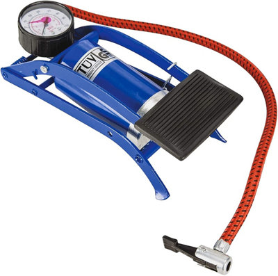 B&Q 100Psi Multi-Purpose Iron Foot Pump With Non-Slip Pedal - Perfect For Inflating Car & Bicycle Tyres, Balls & Inflatable Toys