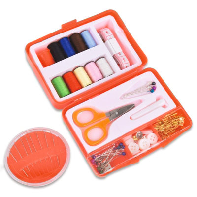 130Pc Sewing Kit With 9 Spools Of ThreadScissorsThimbleTape MeasurePinsButtons & 8 Self Threading Needles from B&Q