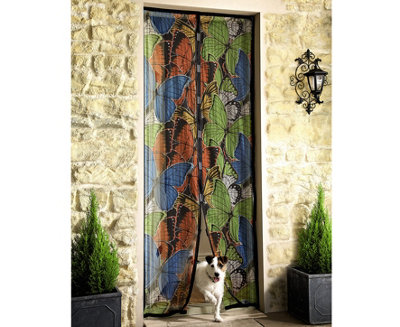 Butterfly Design Magnetic Fastening Fly Screen Door CurtainMulticolour Summer Doorway Cover101 X 208Cm from B&Q