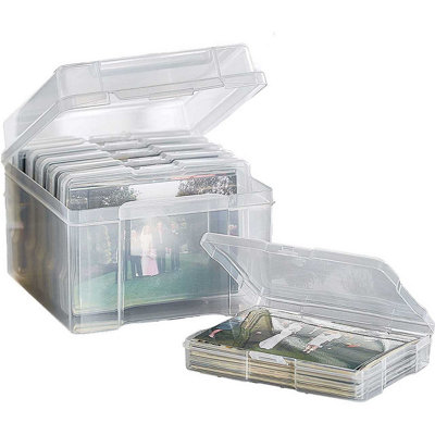 Clear Photo Storage Boxes For 6X4 PhotographsStorage Organiser With 6 Clip Lock Cases & 600 Photo Capacity from B&Q