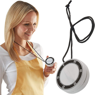  - 60 Minute Kitchen Cooking Countdown Timer Alarm With 34Cm Neck CordMeasures 6.5Cm Diameter And 3.5Cm Thick