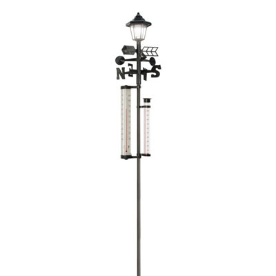  - 5-In-1 Garden Weather StationMeteorological Measurer With Wind Vane & AnemometerRain GaugeOutdoor Thermometer & Solar Light