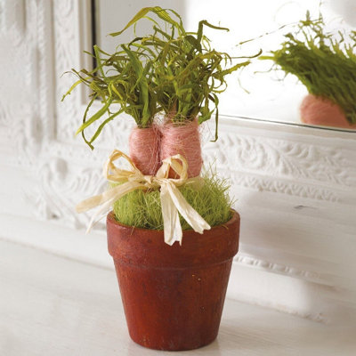Bloom Potted Carrot OrnamentNatural Dried Grass Indoor Home Rustic Easter Spring DecorationMeasures H18 X 7Cm Diameter from B&Q