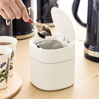 Countertop Waste Bin800Ml Mini White Worktop Tabletop Desktop Bin For Tea Bags & Pods from B&Q