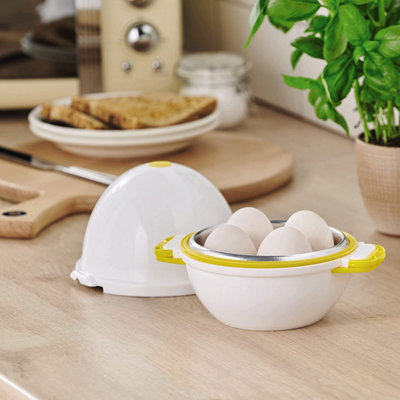 B&Q Microwave Egg Pod - Dishwasher Safe Egg Boiler Cooking Tool With Lockable Lid & Vent - Cooks Up To 4 Eggs & Detaches Shell