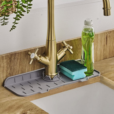 Kitchen Sink Tap Faucet Protection MatGrey Non-Slip Silicone Splash Guard For Protecting Countertops From Water Stains from B&Q