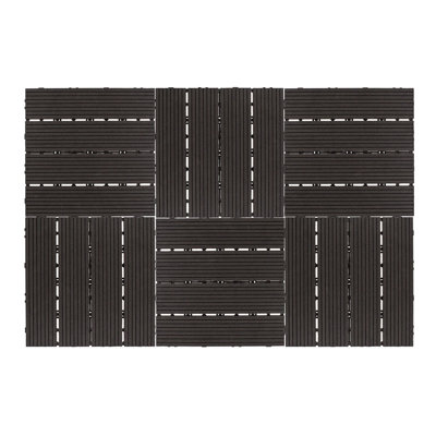  - 6 X Composite Interlocking Patio & Deck TilesAll Weather Wood-Effect Garden PavingEach Measure 29.5 X 29.5 X 2CmDark Grey