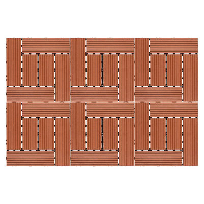  - 6 X Composite Interlocking Patio & Deck TilesAll Weather Wood-Effect Garden PavingEach Measure 29.5 X 29.5 X 2CmTerracotta