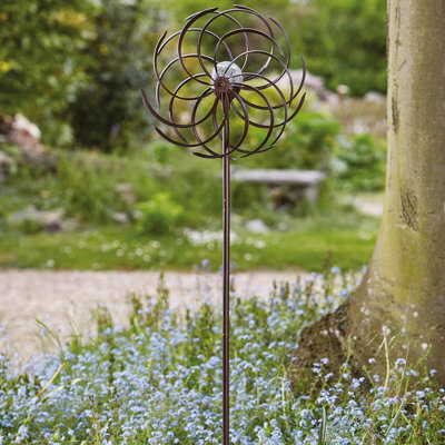Spiro Garden Wind Spinner With Solar Powered Crackle GlobeOutdoor Garden Decoration With Multicoloured Led LightH130Cm from B&Q