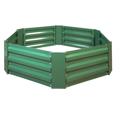  - Hexagonal Metal Raised Garden BedGreen Steel Outdoor Planter Box For Growing VegFruitHerbs & FlowersH30 X W102 X D102Cm
