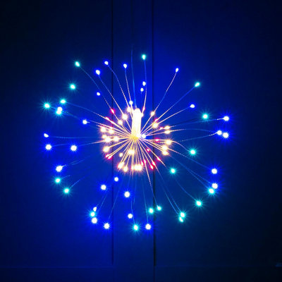  - Hanging Led Starburst LightBattery Powered Indoor Outdoor Decoration With 80 Multicoloured Leds & 9 Light SettingsH40Cm