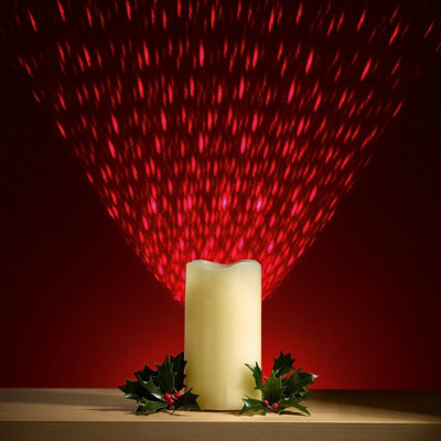 Led Candle With Light ProjectorReal Wax Flame Free Flickering Candle With Red Projection LaserChristmas Tabletop Decoration from B&Q