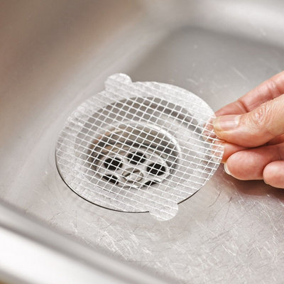 B&Q Set Of 25 White Disposable Drain Hair Catchers - Plughole Filters For Preventing Blockages In Baths, Showers, Sinks, Wet Rooms