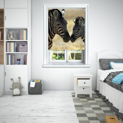 B&Q -  Photographic Blackout Roller Blinds For Bedroom Windows(150 X 140 Cm)Zebras