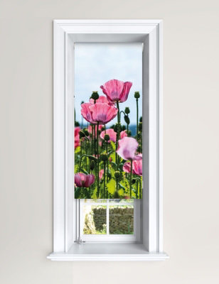 Lister Cartwright Blackout Roller Blind Pink Poppy Field Roller Blinds ( 60 Cm Width X 140 Cm Drop) from B&Q