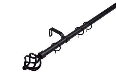 Lister Cartwright 19 mm Extendable Metal Curtain Poles Black (Cage Finials70120 Cm) from B&Q