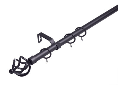 Lister Cartwright 19 mm Extendable Metal Curtain Poles Gun Metal (Cage Finials120210 Cm) from B&Q