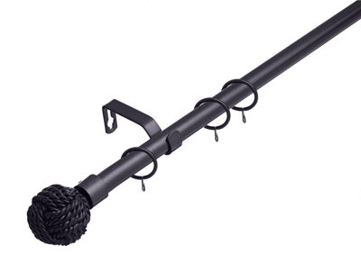 Lister Cartwright 19 mm Extendable Metal Curtain Poles Gun Metal (Knotted Finials120210 Cm) from B&Q