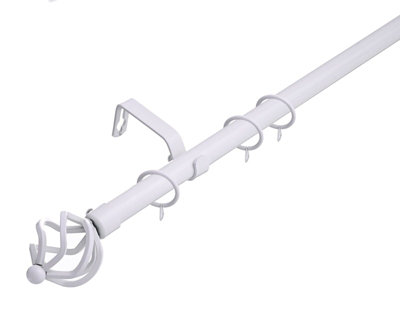 Lister Cartwright 19 mm Extendable Metal Curtain Poles White (Cage Finials120210 Cm) from B&Q