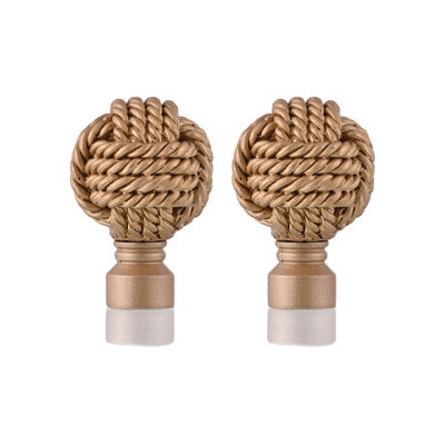 Lister Cartwright 19mm Curtain Pole Ends Finials Pack Of 2 Adjustable Screws Available In Colours Light Bronze (Metal Knotted Finials) from B&Q
