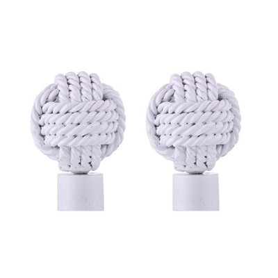 Lister Cartwright 19mm Curtain Pole Ends Finials Pack Of 2 Adjustable Screws Available In Colours White (Metal Knotted Finials) from B&Q