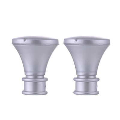 Lister Cartwright 19mm Curtain Pole Ends Finials Pack Of 2 Adjustable Screws Available In Colours Matt Silver (Plastic Bell Finials) from B&Q