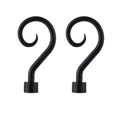 Lister Cartwright 19mm Curtain Pole Ends Finials Pack Of 2 Adjustable Screws Available In Colours Obsidian Black (Plastic Crook Finials) from B&Q