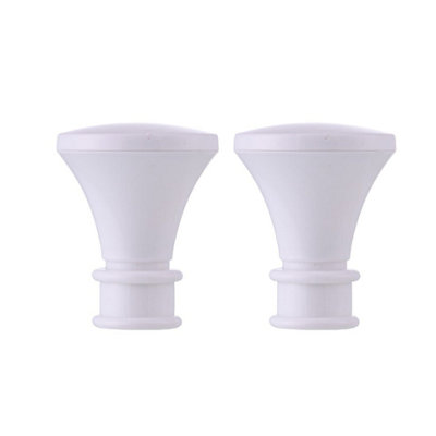 Lister Cartwright 19mm Curtain Pole Ends Finials Pack Of 2 Adjustable Screws Available In Colours White (Plastic Bell Finials) from B&Q