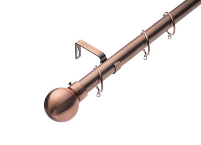 Lister Cartwright 28mm Antique Copper Extendable Metal Curtain Pole Set Rings With Ball Finial (210320 Cm) from B&Q