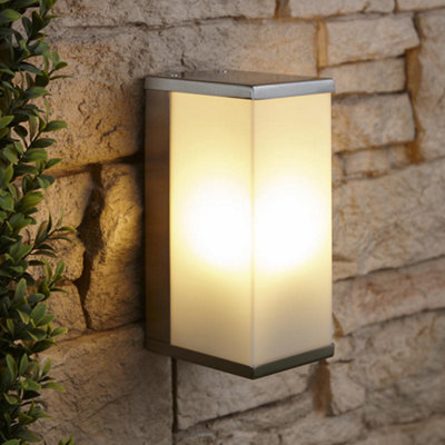 BillyOh Biard Petre Stainless Steel Box Wall Light from B&Q