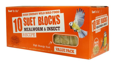 Suet To Go Unipet Mealworm & Insect Suet Blocks Value 10 Pack from B&Q