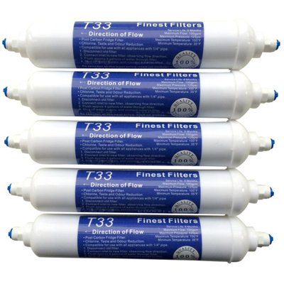 Finest-Filters 5 X Inline T33 Carbon Drinking Water / Fridge Filter Cartridges from B&Q